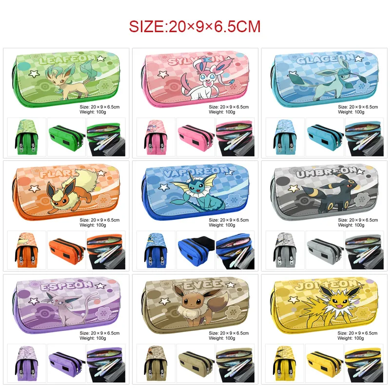 Pokémon Inspired Double Compartment Pencil Case – Large Capacity Zipper Stationery Bag & Cosmetic Brush Organizer, Multi-Purpose Pencil Pouch for Students, Teens & Fans